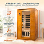 DYNAMIC SAUNAS 2-Person Low EMF Far Infrared Sauna With Red Light Therapy And Bluetooth Speakers, Canadian Hemlock - Andora