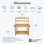 All Things Cedar Deluxe Potting Bench Outdoor Garden Workstation Table - 47-1/2L x 24W x 61H