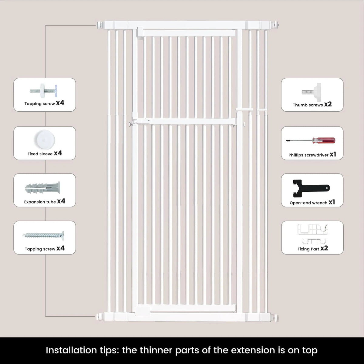 Extra Tall Cat Gate, 27.56-37 in Wide, 51-87 in Adjustable Height