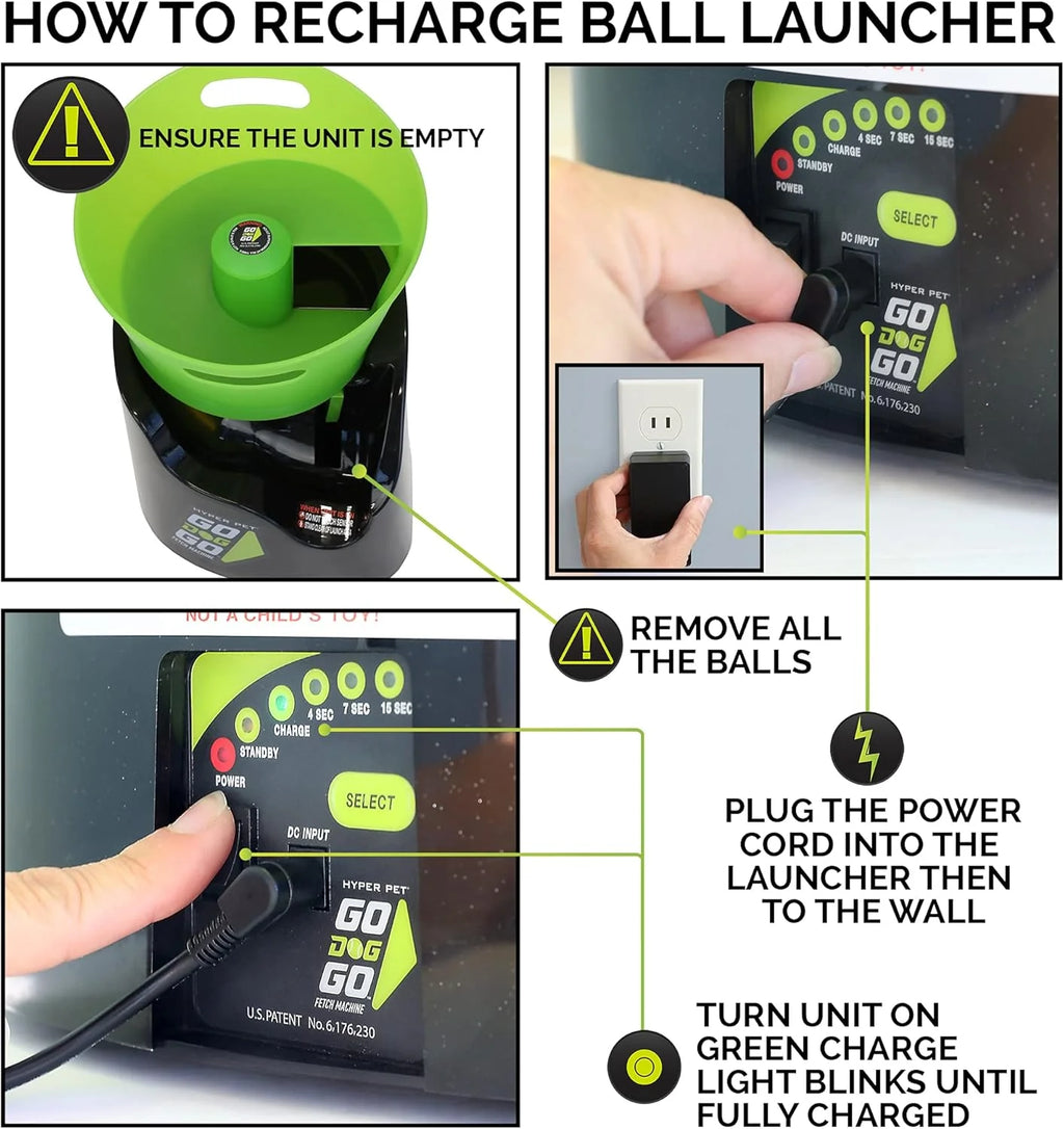 Hyper Pet Automatic Dog Ball Launcher With 5 Balls, Green/Black - GoDogGo