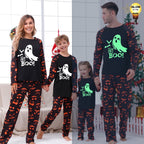 DAKIMOE Halloween Pajamas Family Matching Glow In The Dark Halloween Print Long Sleeve PJs Set Outfits 2 Pieces Cotton Loungewear Sleepwear for Adult Men Women Kids Toddler, Mom-M
