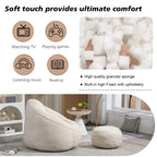 MOONMISS Microfiber Upholstered Round Bean Bag Sofa Chair With Ottoman - Gray