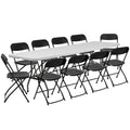 Ktaxon 6ft White Folding Table And 10 Black Folding Chairs