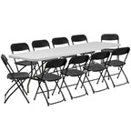 Ktaxon 6ft White Folding Table And 10 Black Folding Chairs