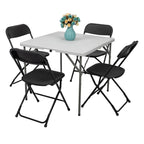 Ktaxon 6ft White Folding Table And 10 Black Folding Chairs