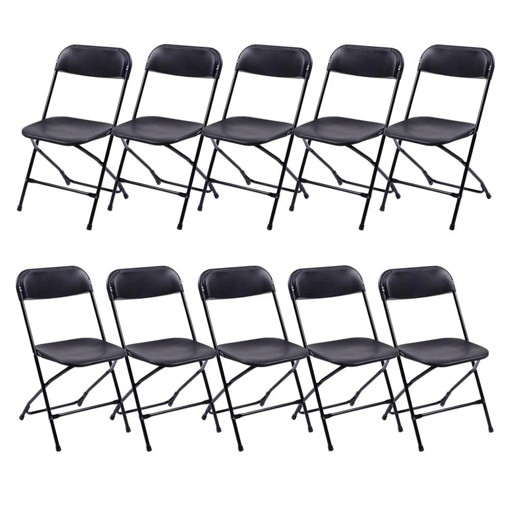 Ktaxon 6ft White Folding Table And 10 Black Folding Chairs