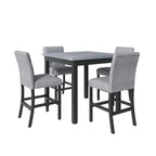 5 Piece Counter Height Wood Dining Set With Rectangle Table And 4 Upholstered High-Back Chairs - 35.4x35.4x36in