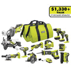 RYOBI ONE+ 18V 12-Tool Combo Kit With 1.5 Ah And 4.0 Ah Batteries And Charger - PCL2200K3N