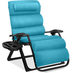 Best Choice Products Oversized Zero Gravity Folding Recliner With Removable Cushion And Side Tray - Fossil Gray