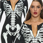 Joyfy Glow in the Dark Skeleton Costume for Adults Women Halloween Dress Up Party Role Playing Cosplay