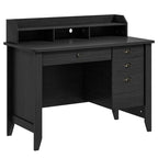 Computer Desk With 4 Storage Drawers And Hutch, 48in x 22in x 36.5in - Rustic Brown