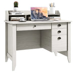 Computer Desk With 4 Storage Drawers And Hutch, 48in x 22in x 36.5in - Rustic Brown