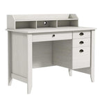 Computer Desk With 4 Storage Drawers And Hutch, 48in x 22in x 36.5in - Rustic Brown