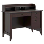 Computer Desk With 4 Storage Drawers And Hutch, 48in x 22in x 36.5in - Rustic Brown