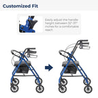 Drive Medical 4-Wheel Rollator Walker With Padded Seat, Backrest And 6-Inch Wheels - Blue
