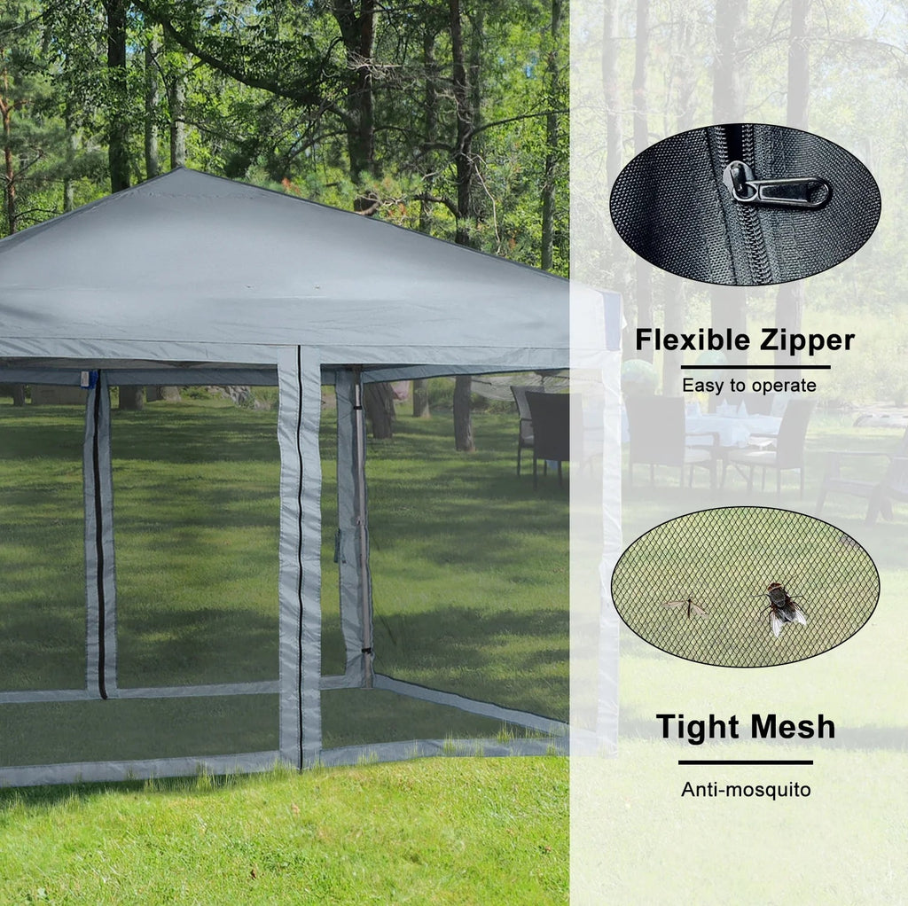 Aoodor Pop Up Canopy 12'x12' With Removable Mesh Sidewalls - Black