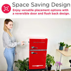 Frigidaire Retro Two-Door Compact Refrigerator With Freezer, 3.1 Cu. Ft., Red