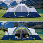 unp 10-Person Camping Tent, 18ft x 9ft x 78in, 2 Rooms, 5 Mesh Windows
