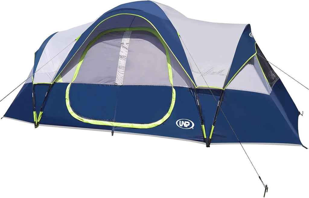unp 10-Person Camping Tent, 18ft x 9ft x 78in, 2 Rooms, 5 Mesh Windows