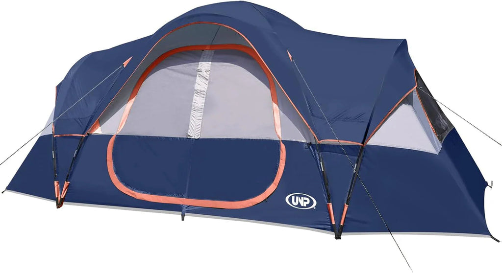 unp 10-Person Camping Tent, 18ft x 9ft x 78in, 2 Rooms, 5 Mesh Windows