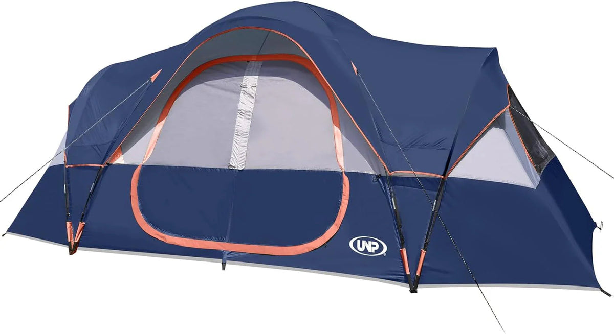 unp 10-Person Camping Tent, 18ft x 9ft x 78in, 2 Rooms, 5 Mesh Windows