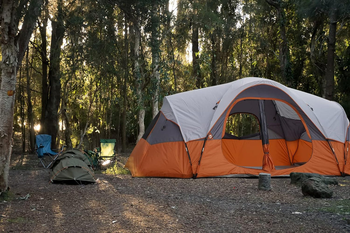 unp 10-Person Camping Tent, 18ft x 9ft x 78in, 2 Rooms, 5 Mesh Windows