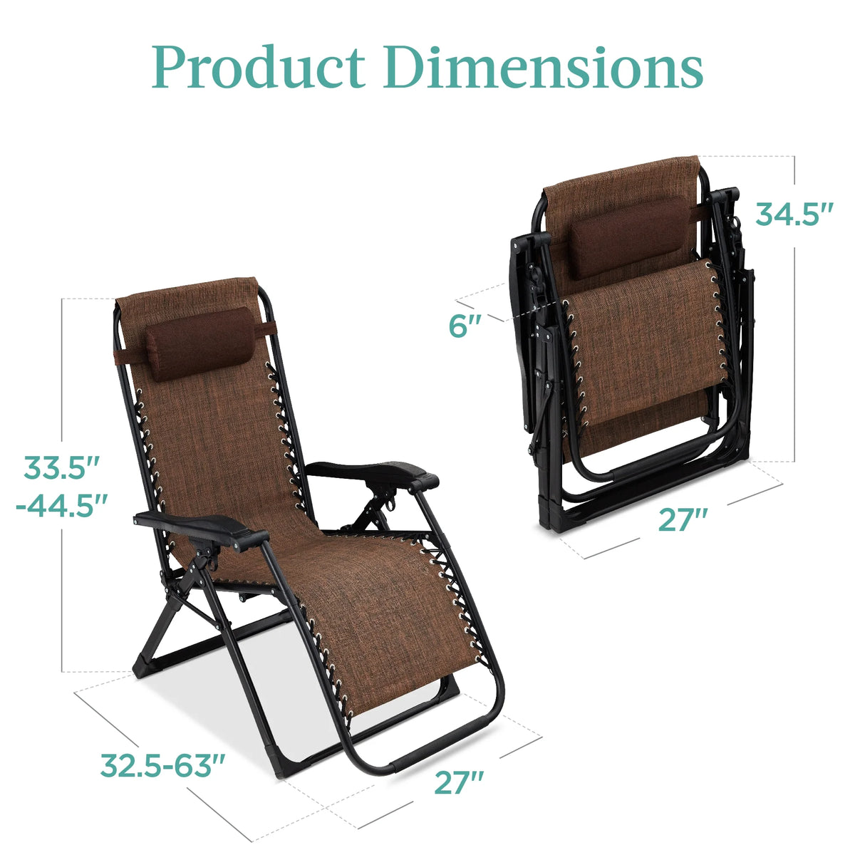 Best Choice Products Oversized Zero Gravity Folding Recliner With Removable Cushion And Side Tray - Fossil Gray