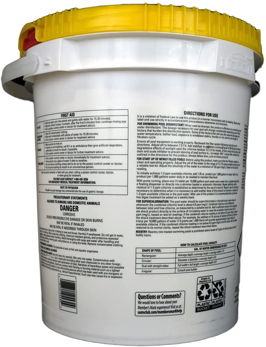 Member's Mark Chlorinating Tablets, 40 lb Pail, 3-inch Tablets