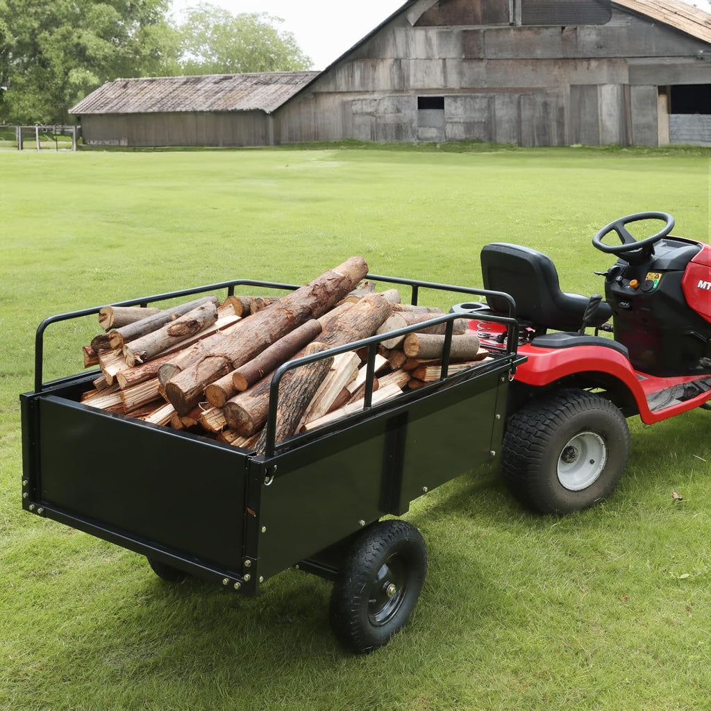VEVOR Steel ATV Dump Cart, 750 lbs, 15 Cubic Feet - Garden Utility Trailer