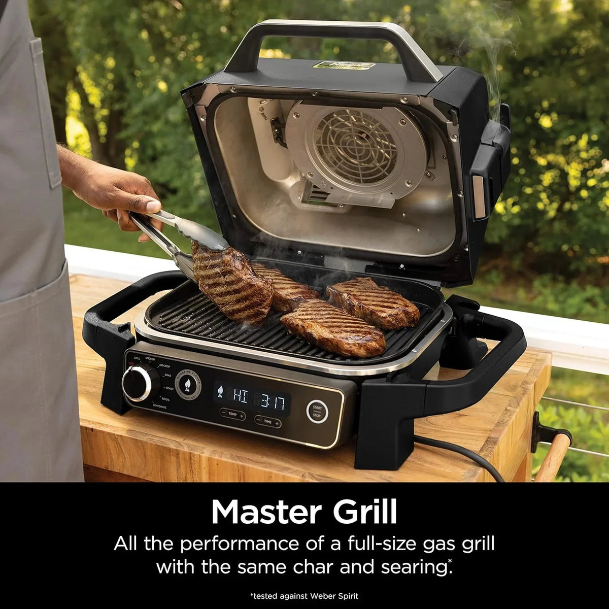 Ninja 7-in-1 Portable Electric Outdoor Grill And Smoker With Thermometer, Grey - OG751BRN