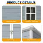 Seizeen Outdoor Resin Storage Shed, 41 Cu. Ft. / 306 Gal, Gray, 3 Doors With Floor