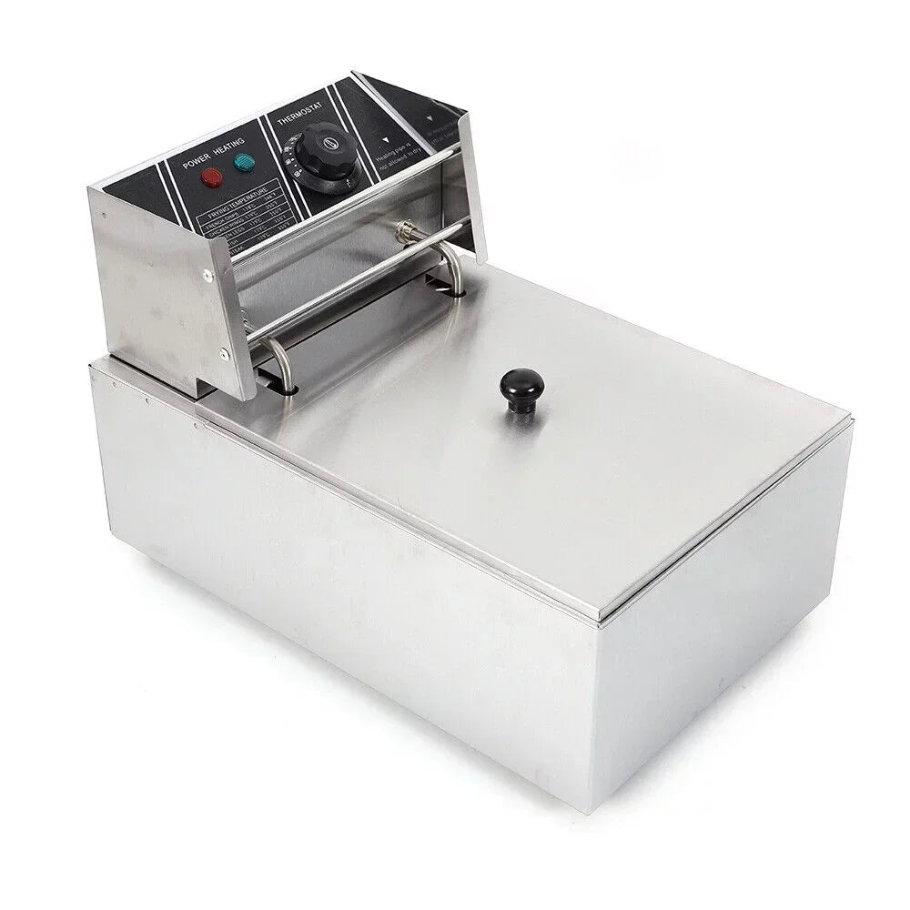 Electric Deep Fryer 6L/6.3QT Stainless Steel Countertop 1700W Single Tank