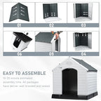 LEMBERI Weatherproof Plastic Dog House - Indoor/Outdoor Use