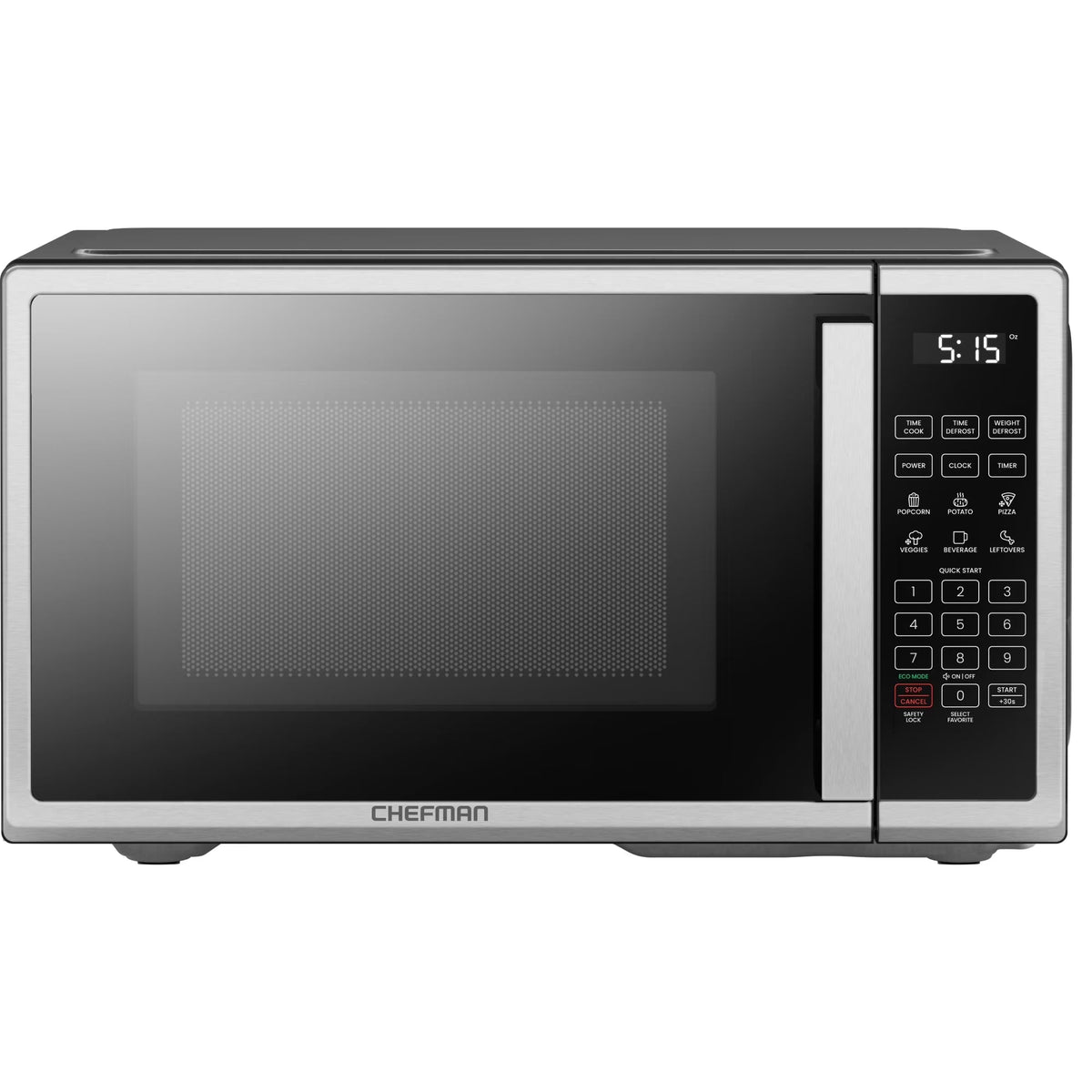 Chefman Countertop Microwave Oven, 0.9 Cu Ft, 900 Watts, Stainless Steel - CRJ55-SS-9