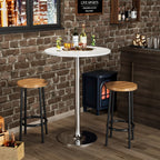 Round Bar-Height Bistro Pub Table With Metal Base And MDF Top, 23.8 x 23.8 x 39.5 Inch