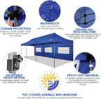 COBIZI 10x20 Heavy Duty Pop-Up Canopy Tent With 6 Sidewalls - Black