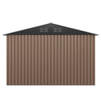 JAXPETY 10 x 10 ft Outdoor Metal Storage Shed With Window And Lockable Door - Brown
