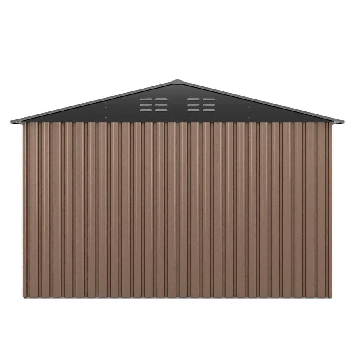 JAXPETY 10 x 10 ft Outdoor Metal Storage Shed With Window And Lockable Door - Brown