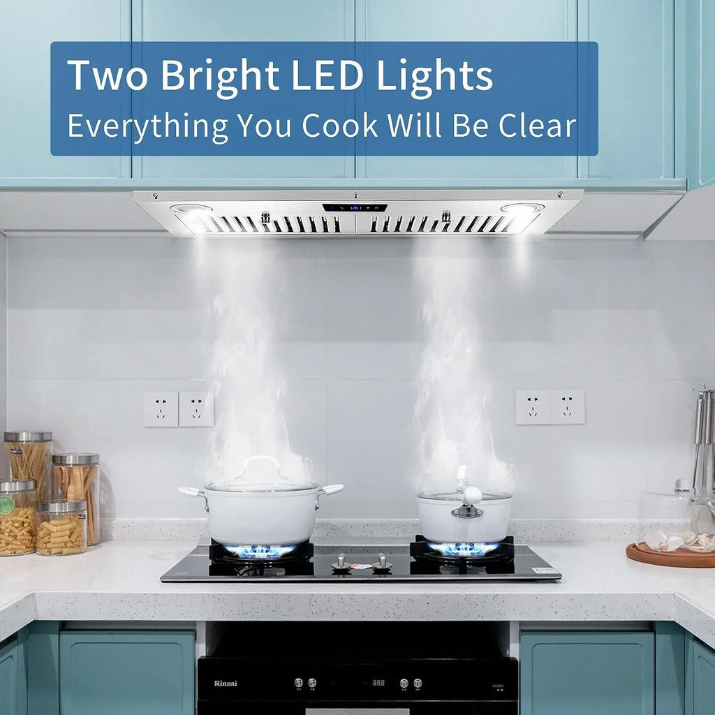 30 Inch Built-In Range Hood 800 CFM 3-Speed Touch Control