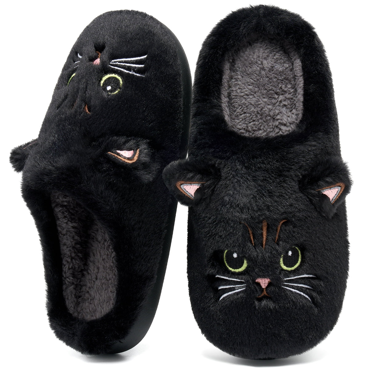 Ecetana Women's Cute Fuzzy Slippers Comfort Faux Fur Memory Foam Non-Slip House Slippers for Women