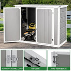 Seizeen Outdoor Resin Storage Shed, 41 Cu. Ft. / 306 Gal, Gray, 3 Doors With Floor