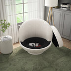 Hillsdale Boulder Upholstered Swivel Storage Chair, Ash White