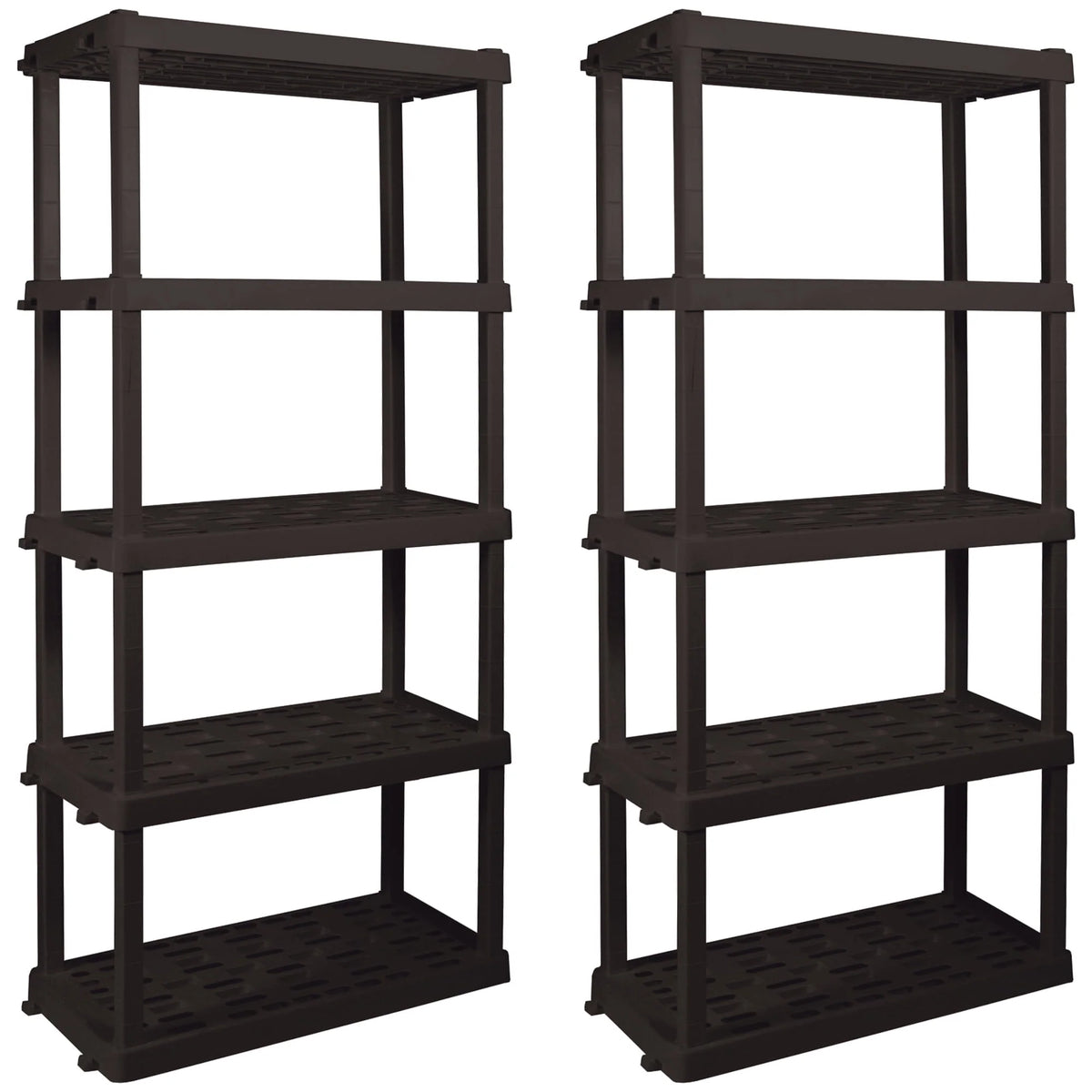 Hyper Tough 5-Tier Shelving Unit, W36 x D18 x H74in, Black, Pack Of 2