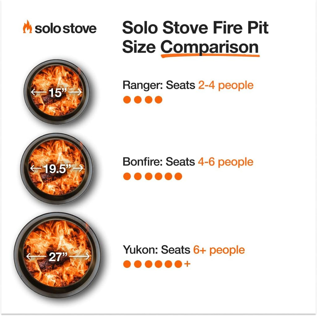 Solo Stove Wood Burning Smokeless Fire Pit, 27 Inch, Stainless Steel, 38 lbs - Yukon 2.0