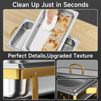 KSCocina Stainless Steel Chafing Dish Buffet Warmer Set, Golden, 4 Pack, 9QT