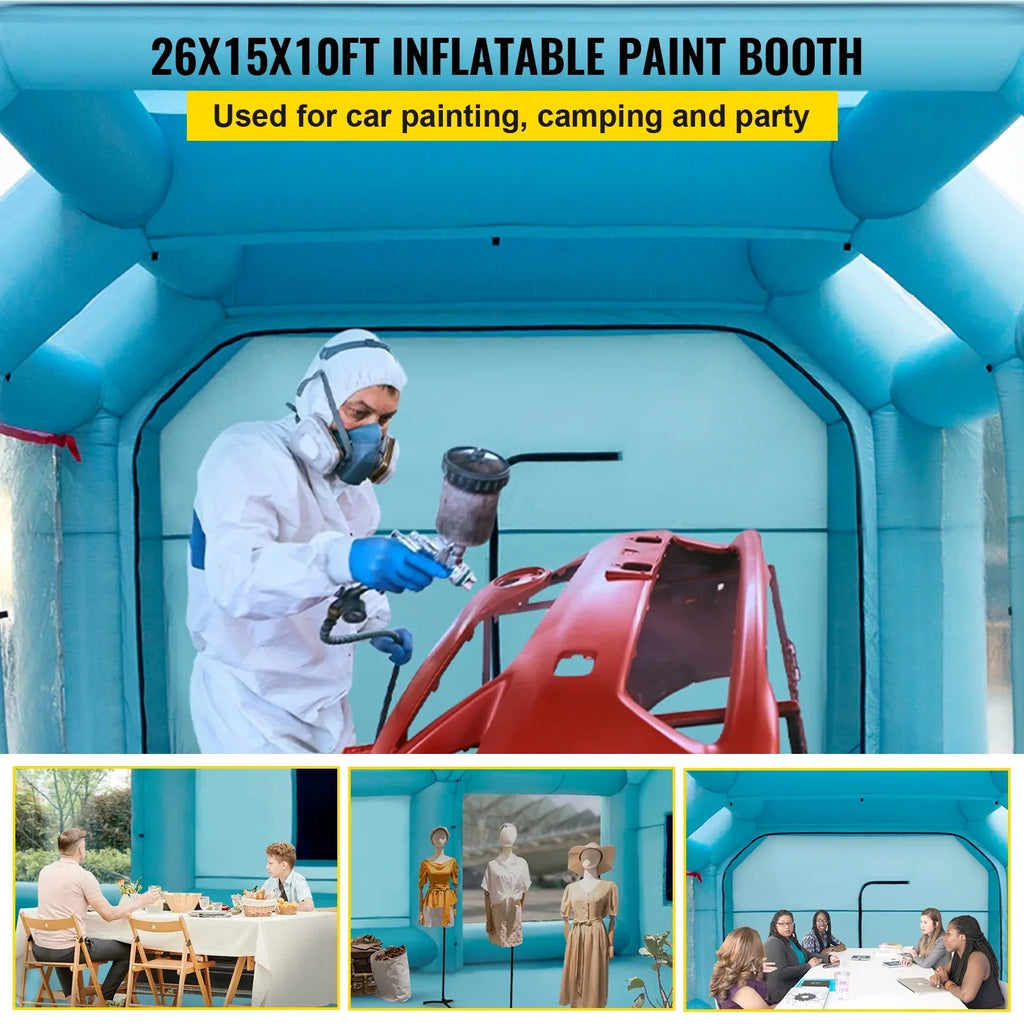 BENTISM Inflatable Car Paint Booth 26x15x10FT With Filter System And 2 Blowers