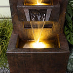 4 Floor-Standing Water Fountain With LED Lights For Garden, Patio, And Living Room