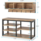 5-in-1 Entryway Hall Tree With Coat Rack, Shoe Bench, 7 Hooks, 3 Cubbies And 3-Tier Shoe Rack