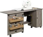 Craft Cart Rolling Sewing Storage Cabinet With Expandable Top - Mystic Oak