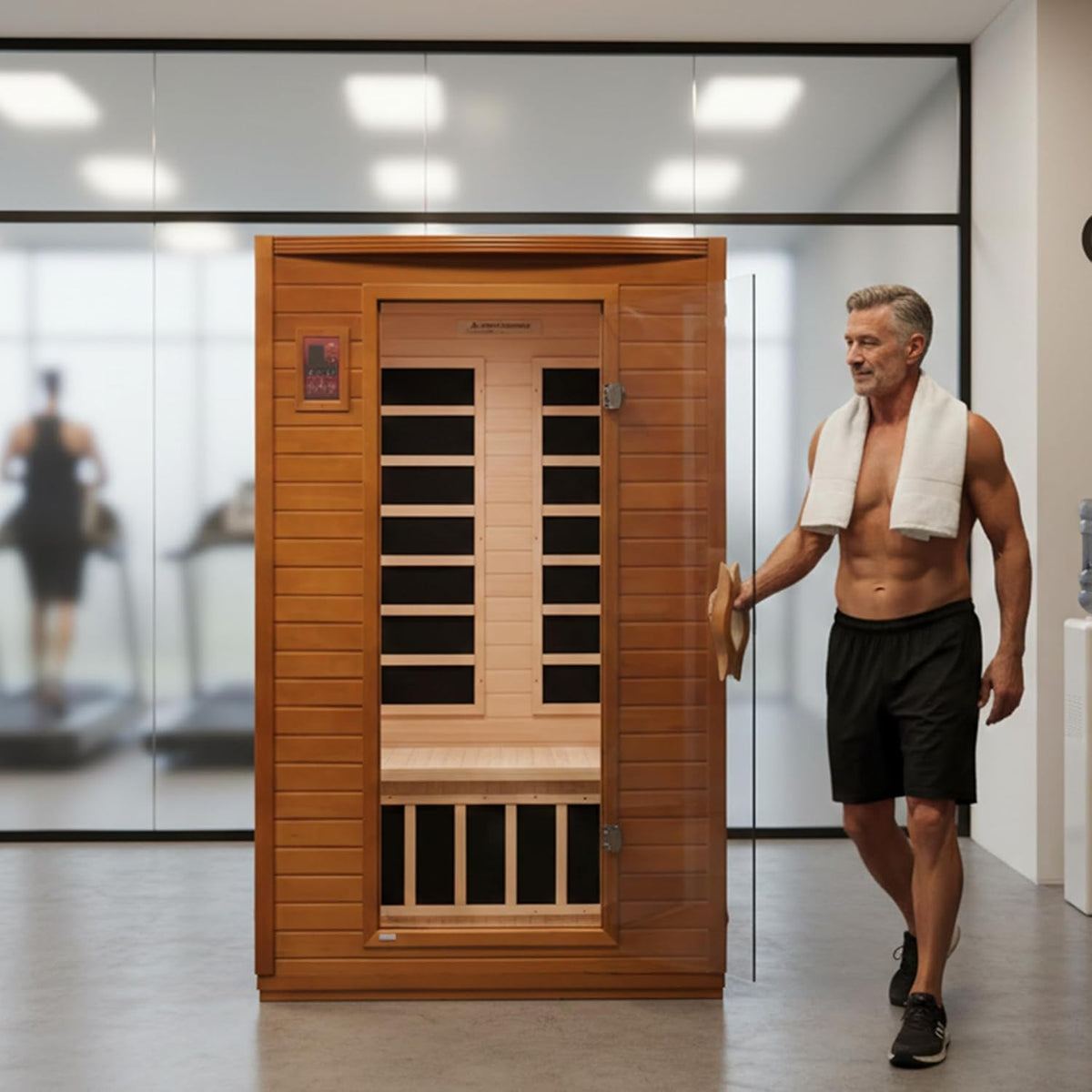 DYNAMIC SAUNAS 2-Person Low EMF Far Infrared Sauna With Red Light Therapy And Bluetooth Speakers, Canadian Hemlock - Andora